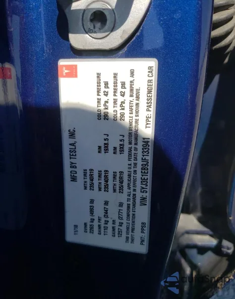 2018 Tesla Model 3 from USA, damaged, VIN 5YJ3E1EB9JF133941